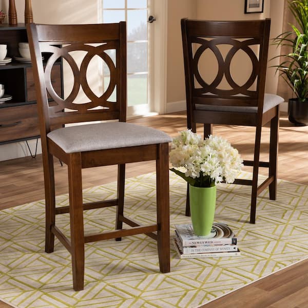 Lenoir 25 in. Grey and Walnut Counter Stool (Set of 2)