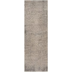 Meadow Taupe 3 ft. x 12 ft. Abstract Runner Rug