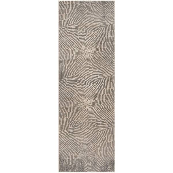 SAFAVIEH Meadow Taupe 3 ft. x 12 ft. Abstract Runner Rug