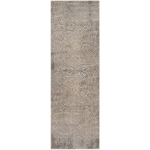 Meadow Taupe 3 ft. x 12 ft. Abstract Runner Rug