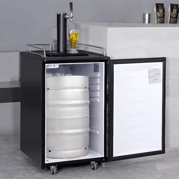 Beer Kegerator, Single Tap Draft Beer Dispenser, Full Size Keg Refrigerator With Shelves, CO2 Cylinder, Drip Tray, Rail