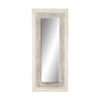 59 in. x 26 in. Cottage Rectangle Framed White Wood Door Mirror