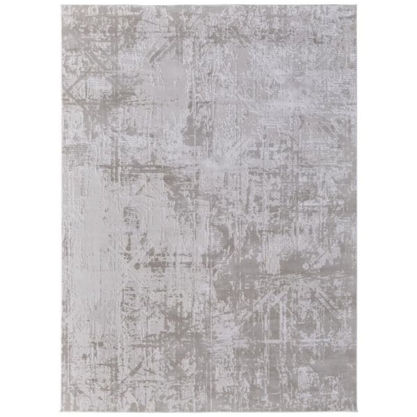 HomeRoots 8 x 11 Taupe, Ivory Abstract Area Rug
