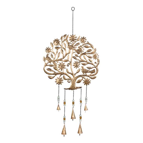 Evergreen 29 in. Golden Tree of Life Metal Garden Bells Wind Chime
