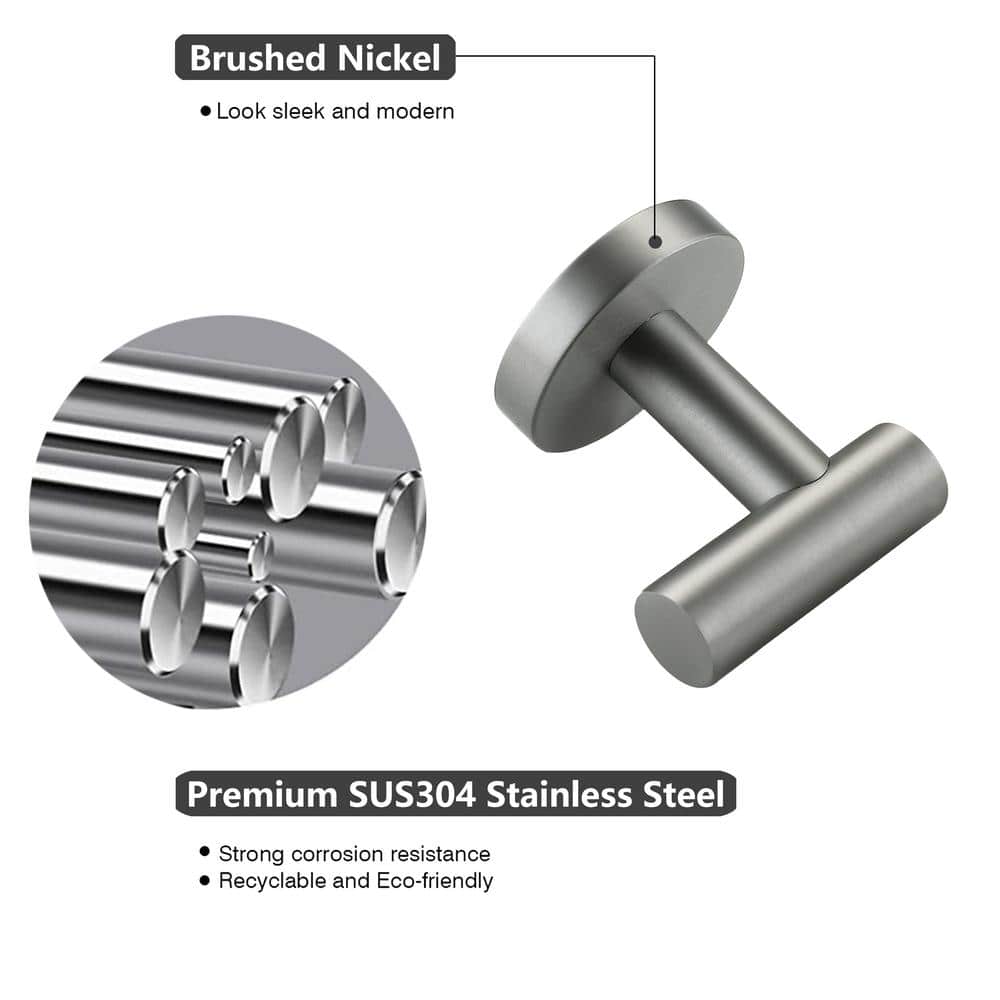Stainless Steel Brushed Nickel Wall Mounted J-Hook Set