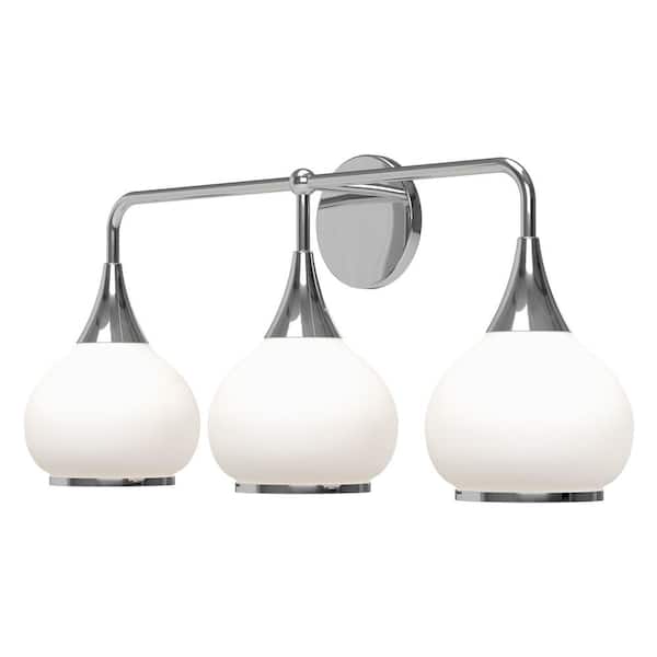 ALORA MOOD Hazel 26-in 3 Light 60-Watt Chrome/Opal Matte Glass Vanity Light