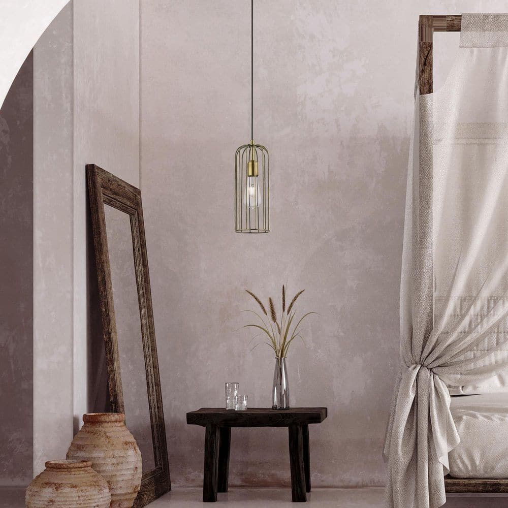 Glenbrook Antique Brass Mini Pendant Light with Glass Shade