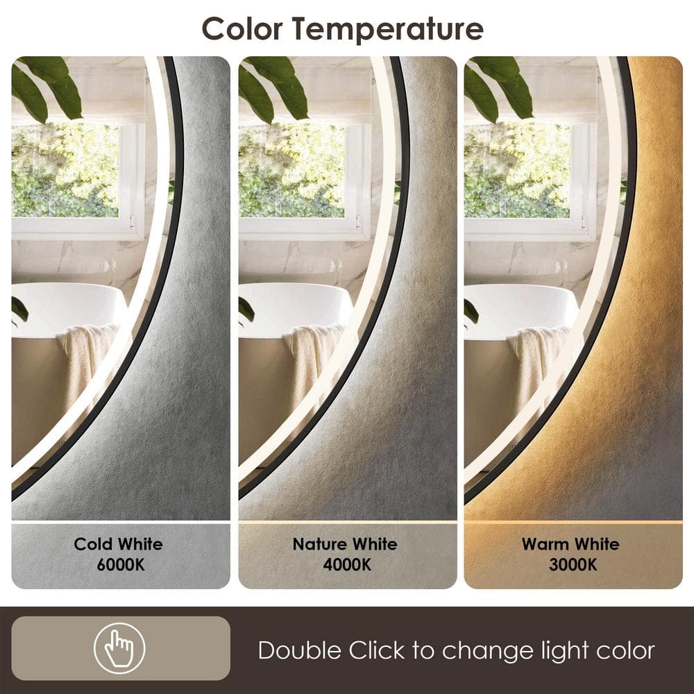 Round Silver and Gold LED Bathroom Vanity Mirror