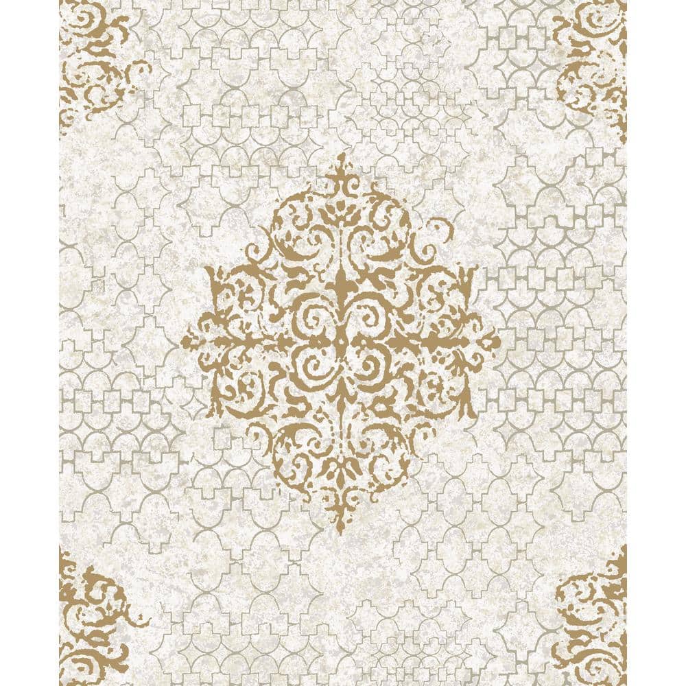 Luster Collection Bronze/Gray Embossed Damask Metallic Finish Paper on Non-