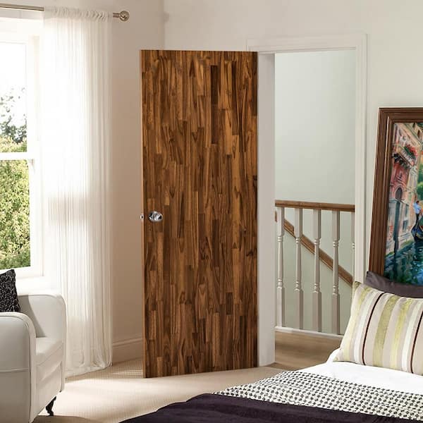 CALHOME 26 in. x 80 in. Flush Left-Handed Hollow-Core Walnut