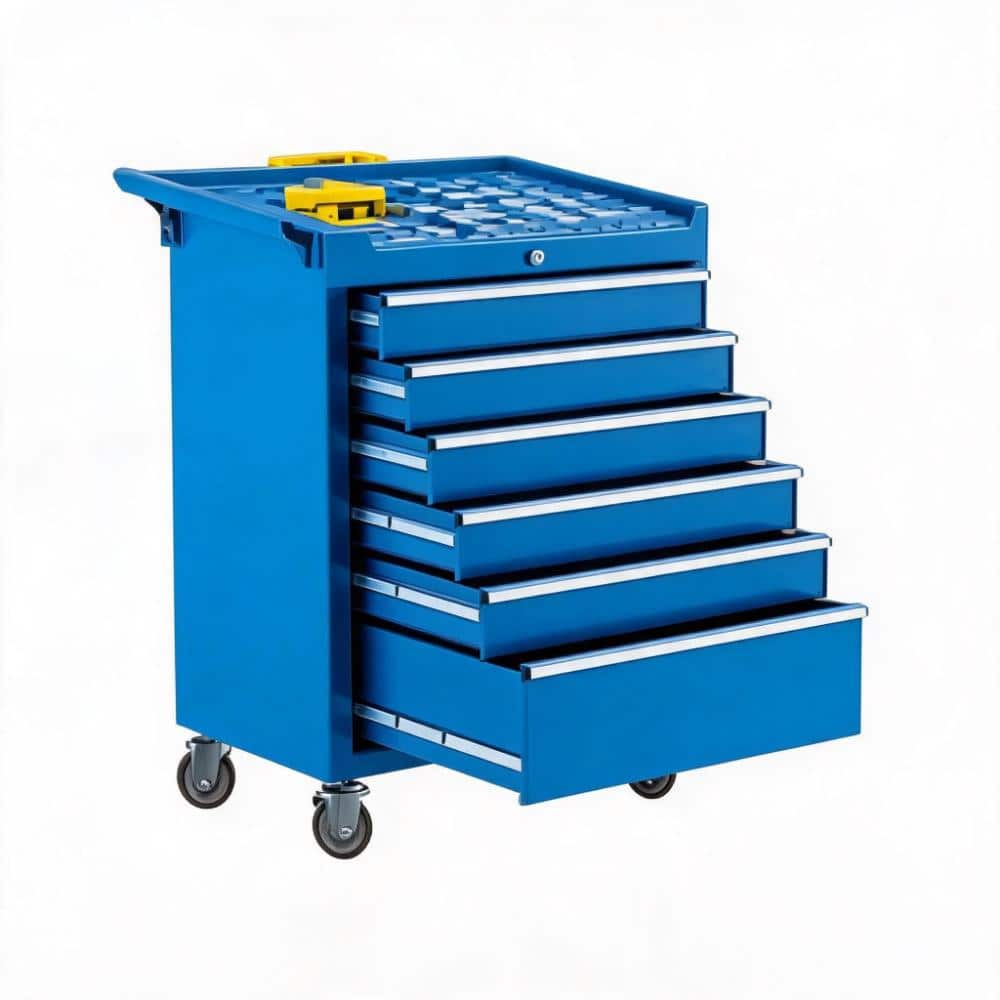Heavy Duty Blue 24 in.6-Drawer Rolling Tool Chest Organizer with Smooth Slides,Protective Liner,Side Handle price history on PriceWatchPro
