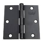 3-1/2 in. Oil Rubbed Bronze Steel Door Hinges Square Radius with Screws (12-Pack)