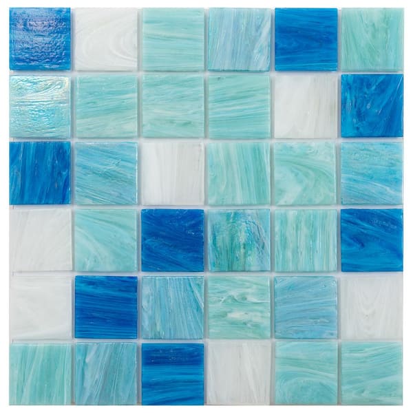 Apollo Tile Mingles 4" x 6" Glossy Green & White Glass Mosaic Uniform square Wall & Floor Sample Tile 0.13 sq. ft./Piece (1-Pack)
