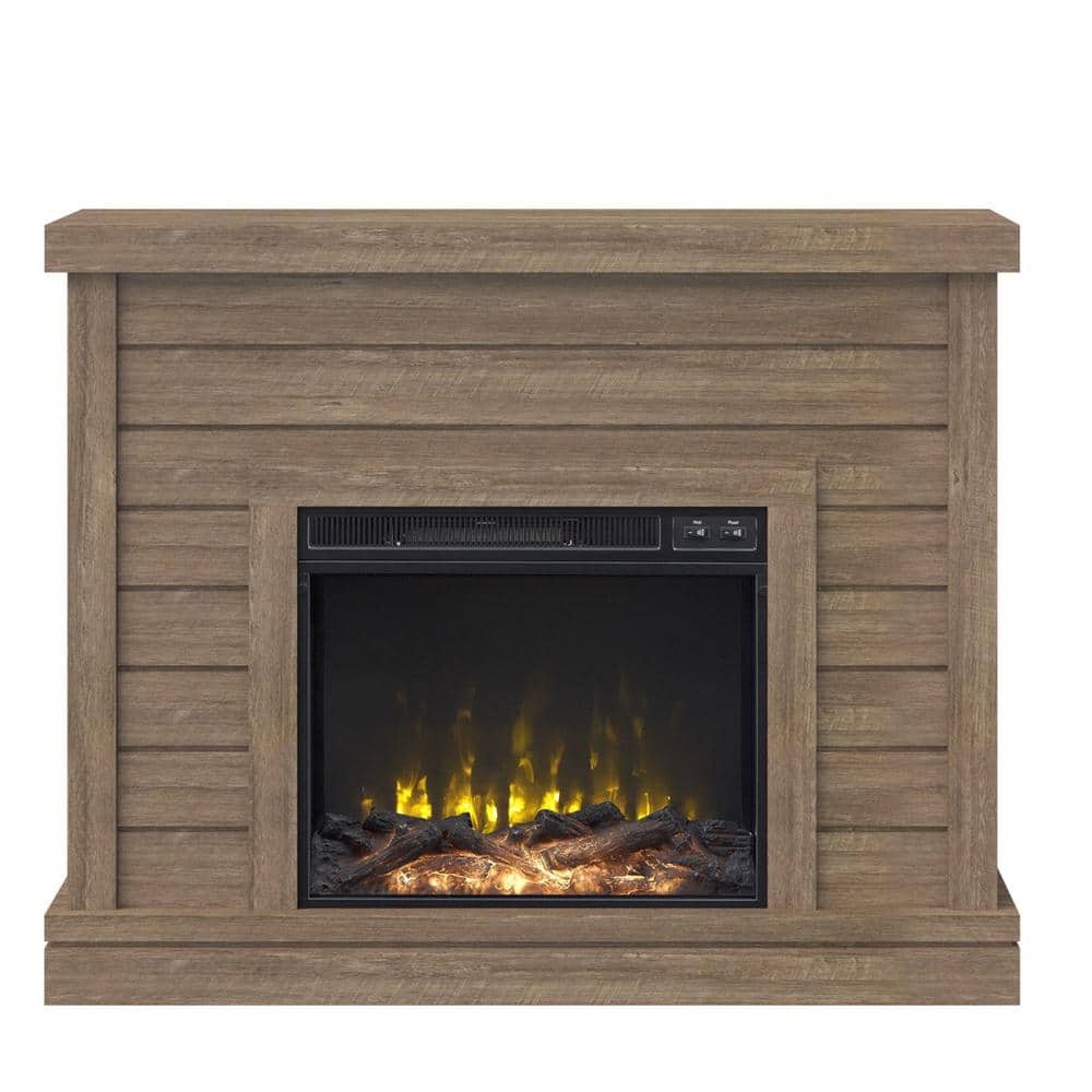 Twin Star Home 47 in. Freestanding Wooden Electric Shiplap Wall Mantel