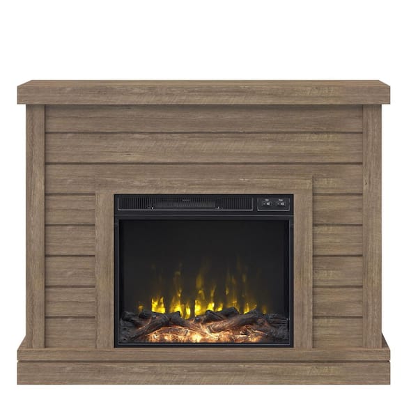 Twin Star Home 47 in. Freestanding Wooden Electric Shiplap Wall Mantel