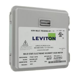 Small Outdoor Enclosure 3W 277/480V Leviton 1R480-81 Series 1000 2PH Gray Dual Element Meter Max 800A 800:0.1A ratio 
