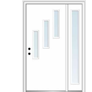 Davina 48 in. x 80 in. Right-Hand Inswing 3-Lite Clear Low-E Primed Fiberglass Prehung Front Door on 6-9/16 in. Frame