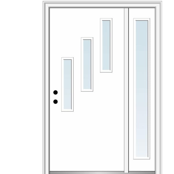 MMI DOOR Davina 48 in. x 80 in. Right-Hand Inswing 3-Lite Clear Low-E Primed Fiberglass Prehung Front Door on 6-9/16 in. Frame