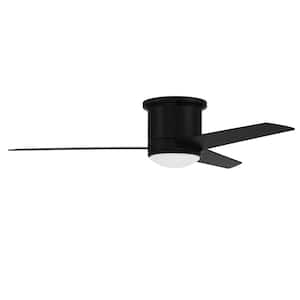 Cole 52 in. Hugger Indoor/Outdoor Flat Black Ceiling Fan with Integrated LED Light and Remote/Wall Control Included