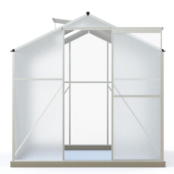 ToolCat 6 ft. W x 8 ft. D x 7 ft. H Aluminum Outdoor Greenhouse Polycarbonate Walk-In Greenhouse with Adjustable Roof Vent