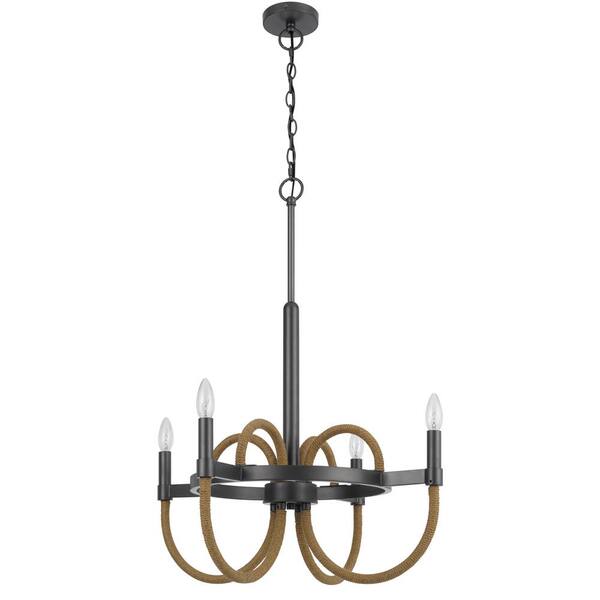 CAL Lighting Rowland 60-Watt 4-Light Charcoal Grey Finish Linear Chandelier for Kitchen Island with No Bulbs Included