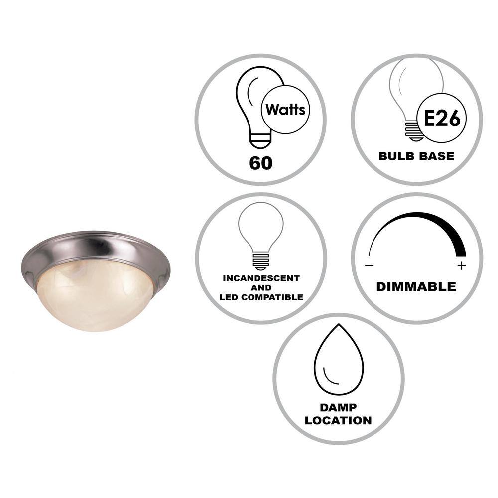 Brushed Nickel and Glass Bowl Flush Mount Light