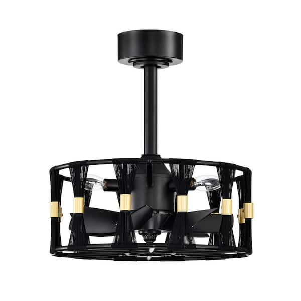 Warehouse of Tiffany Lutz 15.7 in. 3-Light Indoor Matte Black and Gold Finish Ceiling Fan with Light Kit