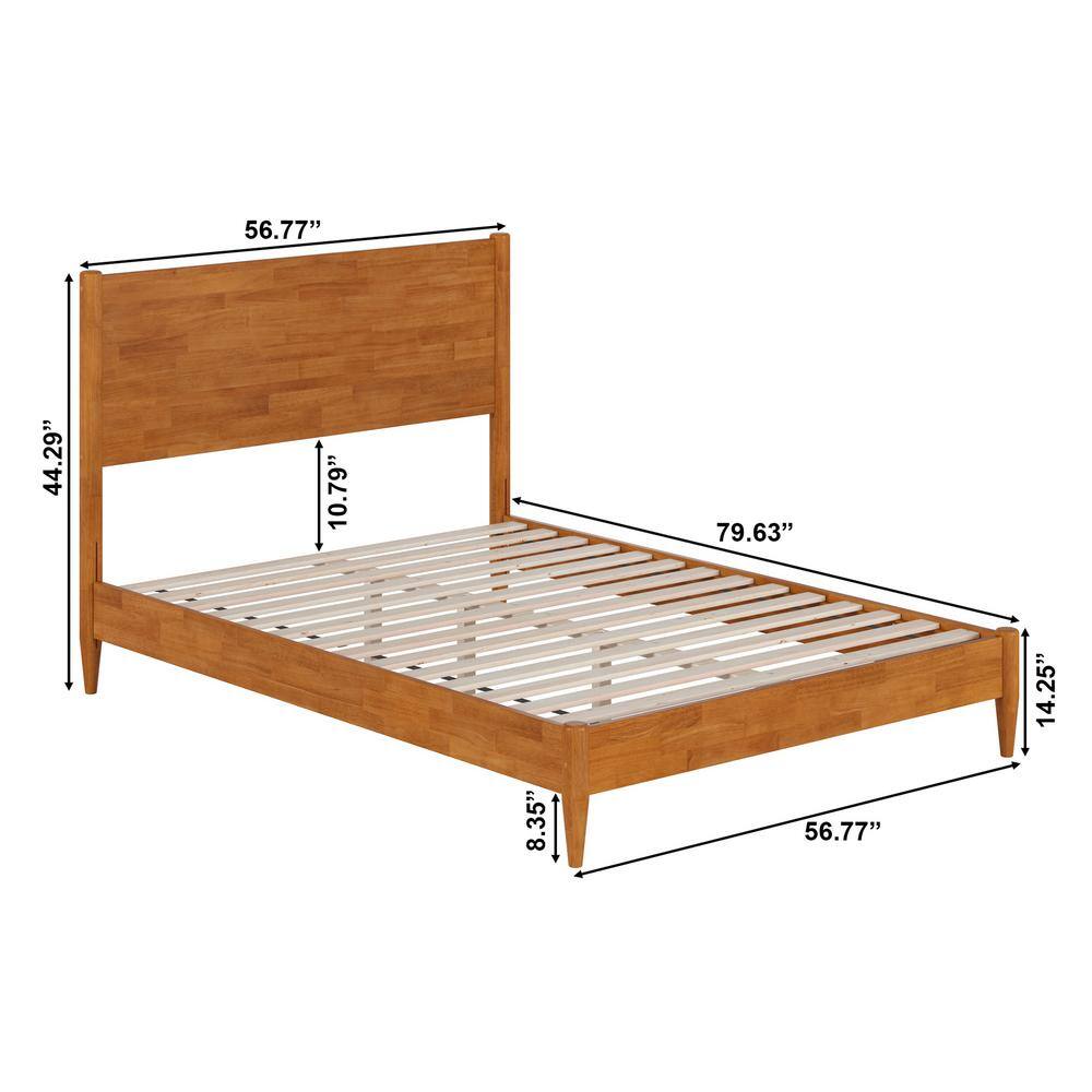 Pasadena Light Toffee Full Solid Wood Platform Bed with Headboard