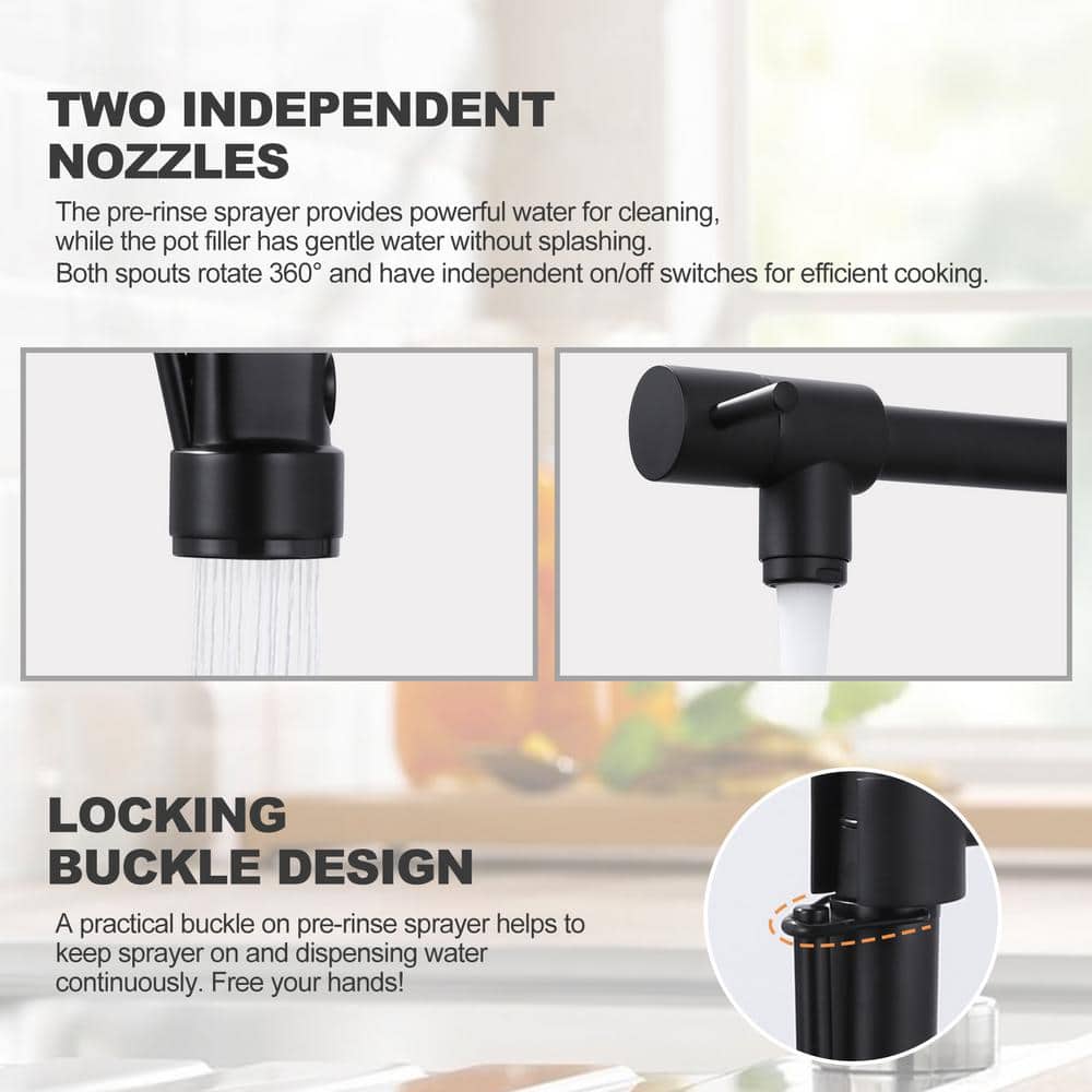Matte Black Brass Pull Down Sprayer Kitchen Faucet