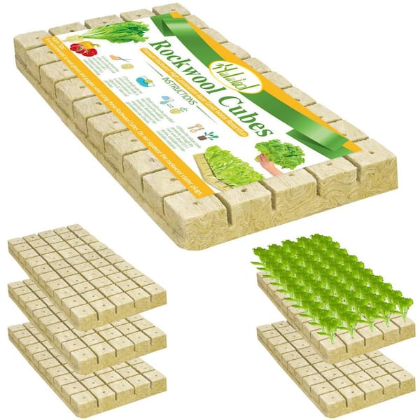  10.2 in. x 5.1 in. Rock Wool Stonewool Grow Cubes for Hydroponics Soilless Cultivation Clone Plants Germination (6-Pack)