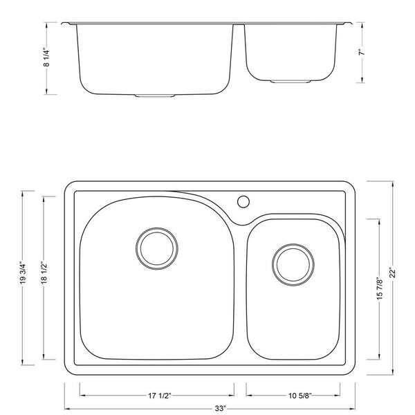 eModernDecor Drop-in Top Mount 16-Gauge Stainless Steel 23-1/2 in. x 18 in.  x 12 in. Single Bowl Kitchen Sink R2318T - The Home Depot