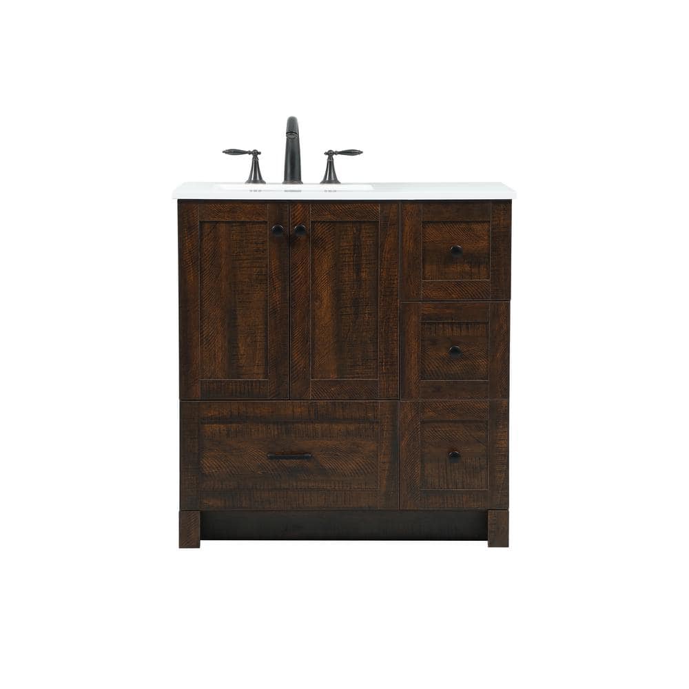 Timeless Home 32 in. W x 19 in. D x 34 in. H Bath Vanity in Expresso with I