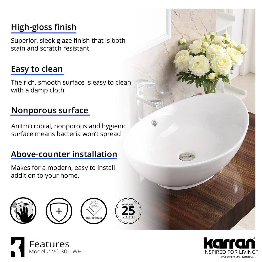 Valera 23" White Ceramic Undermount Bathroom Sink