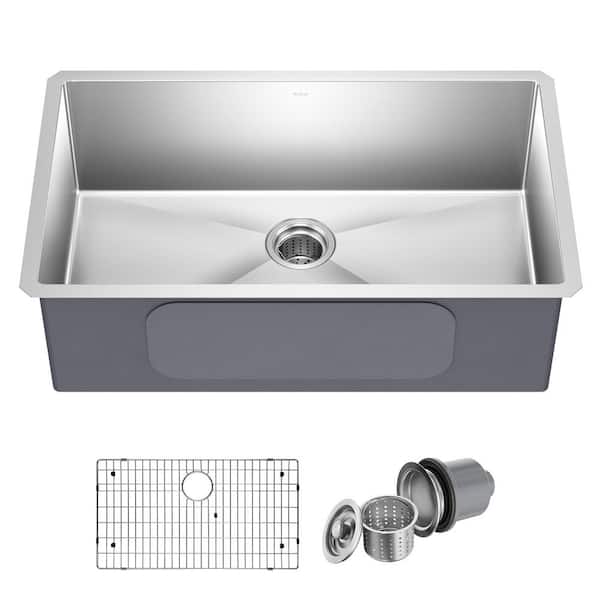 Standart PRO 32 in. Undermount Single Bowl 16 Gauge Stainless Steel Kitchen Sink with Accessories