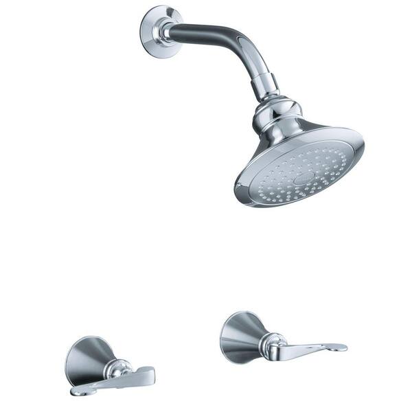 KOHLER Revival 2-Handle 1-Spray Shower Faucet with Standard Showerarm and Flange in Polished Chrome (Valve Not Included)