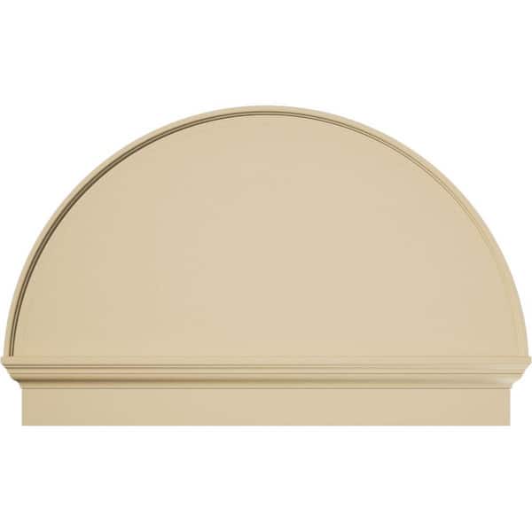 Ekena Millwork 42 in. W x 27-3/4 in. H x 2-3/4 in. P Half Round Smooth Signature Urethane Combination Pediment, Primed Tan