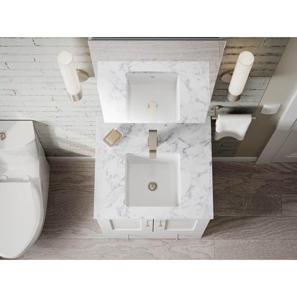 White Ceramic 11" Square Undermount Bathroom Sink