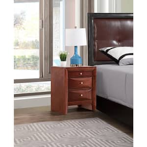 Marilla 3-Drawer Cherry Nightstand (28 in. H x 23 in. W x 17 in. D)
