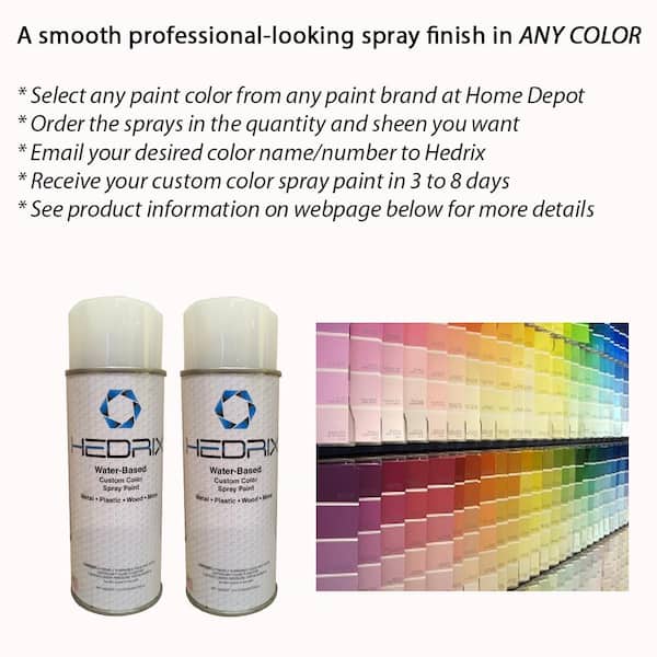 Hedrix 10.5 oz. Custom Match of Any Paint Color Gloss Sheen Water-Based Spray Paint (2-Pack)