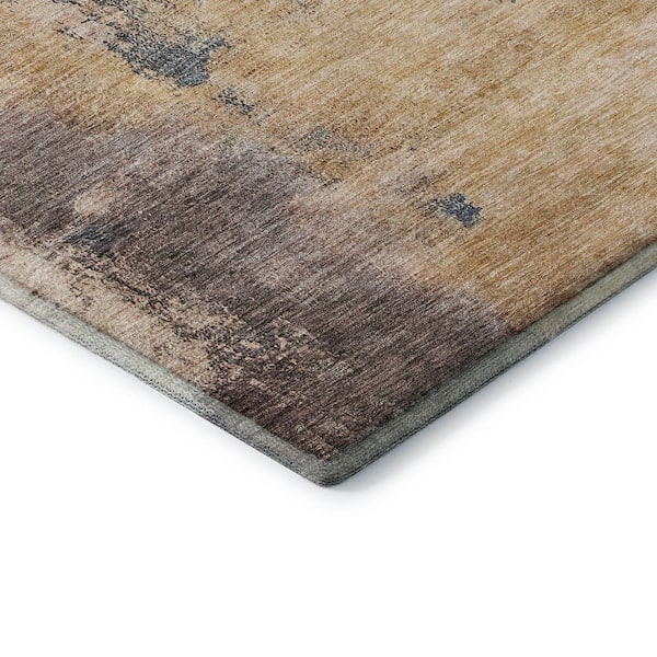 Mayfield Premium Machine Washable Abstract AMF1068 Gold 3 ft. x 5 ft. Area Rug