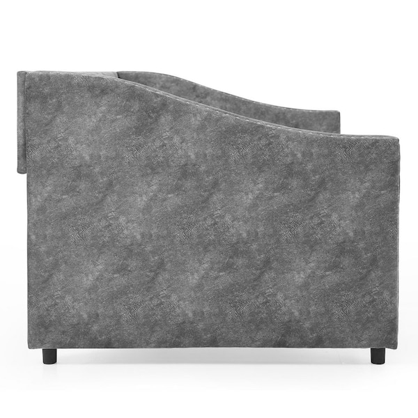 Full Size Upholstered Button Tufted Sofa Bed With Drawers And Waved Shape  Arms, Gray - Modernluxe : Target