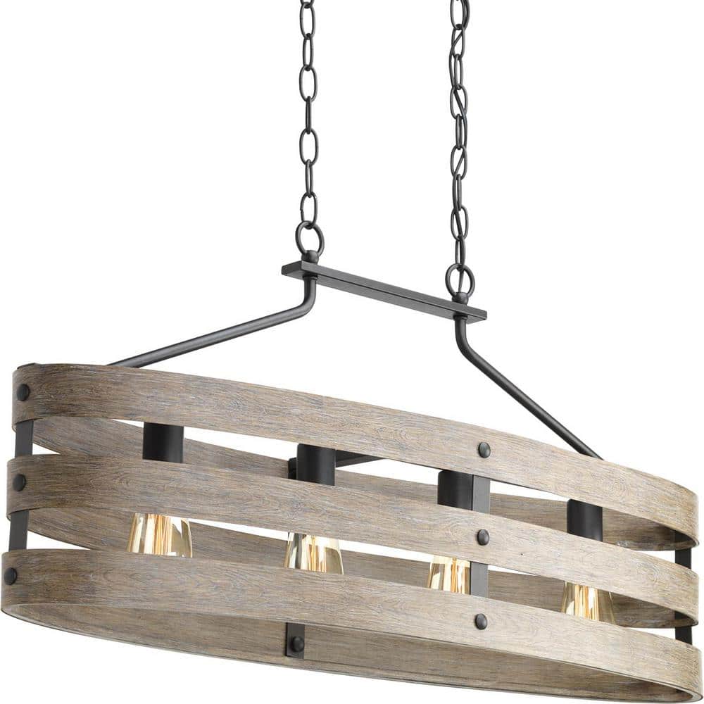 Gulliver Graphite and Weathered Gray 4-Light Linear Chandelier