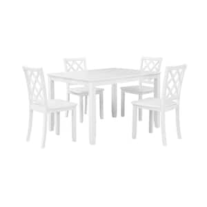 5-Piece Rectangle White Wood Top Dining Table and Chair Set (Seats 4)