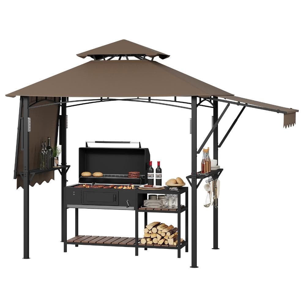 Heavy Duty 8x5 ft Grill Gazebo for Outdoor BBQ – Double-Tier Steel Patio Shelter with Adjustable Dual Side Awnings price history on PriceWatchPro