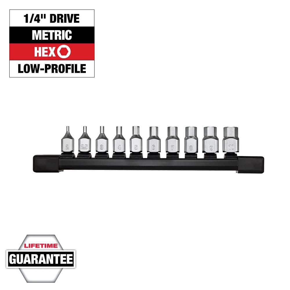 Milwaukee 1/4 in. Metric Drive Low-Profile Hex Bit Scoket Set (10