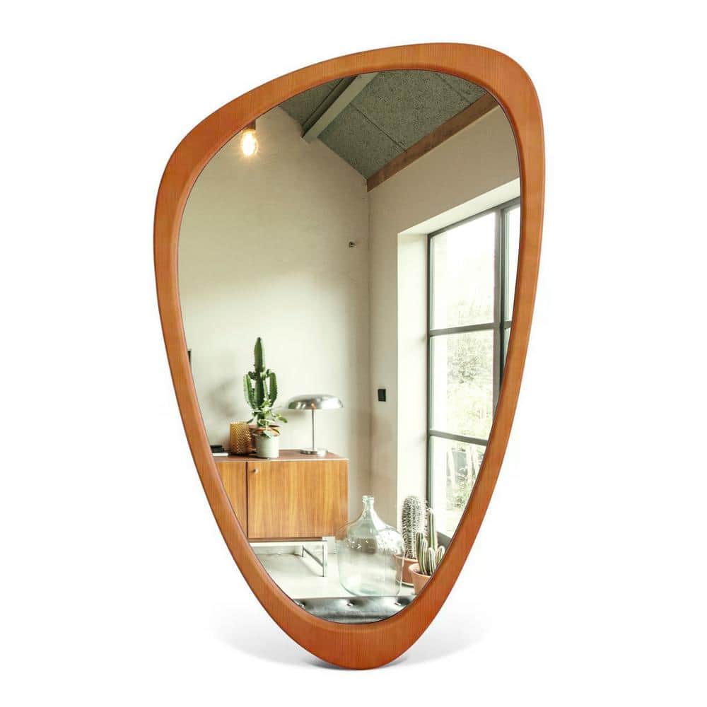 Magnifique Pine Wooden Frame Asymmetrical Wall Mirror 30.5" x 19"