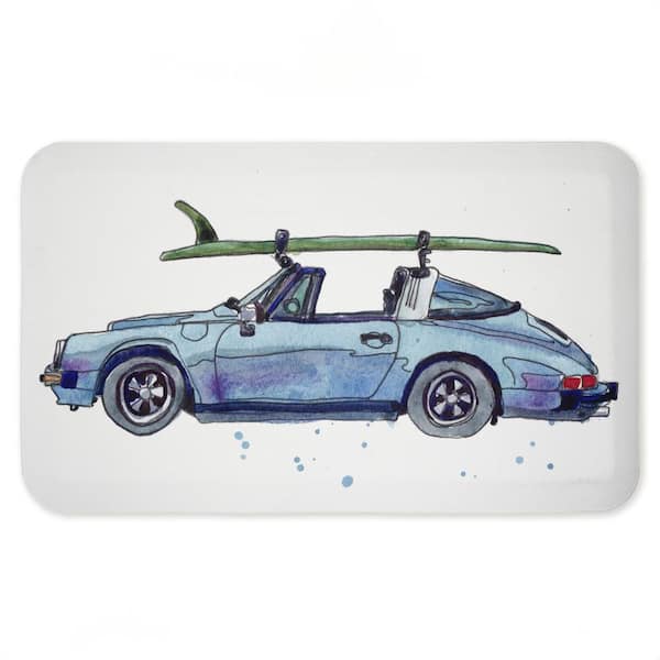 Car & Surfboard Summer Fun Printed Anti-Fatigue Floor Mat, design by Paul McCreery