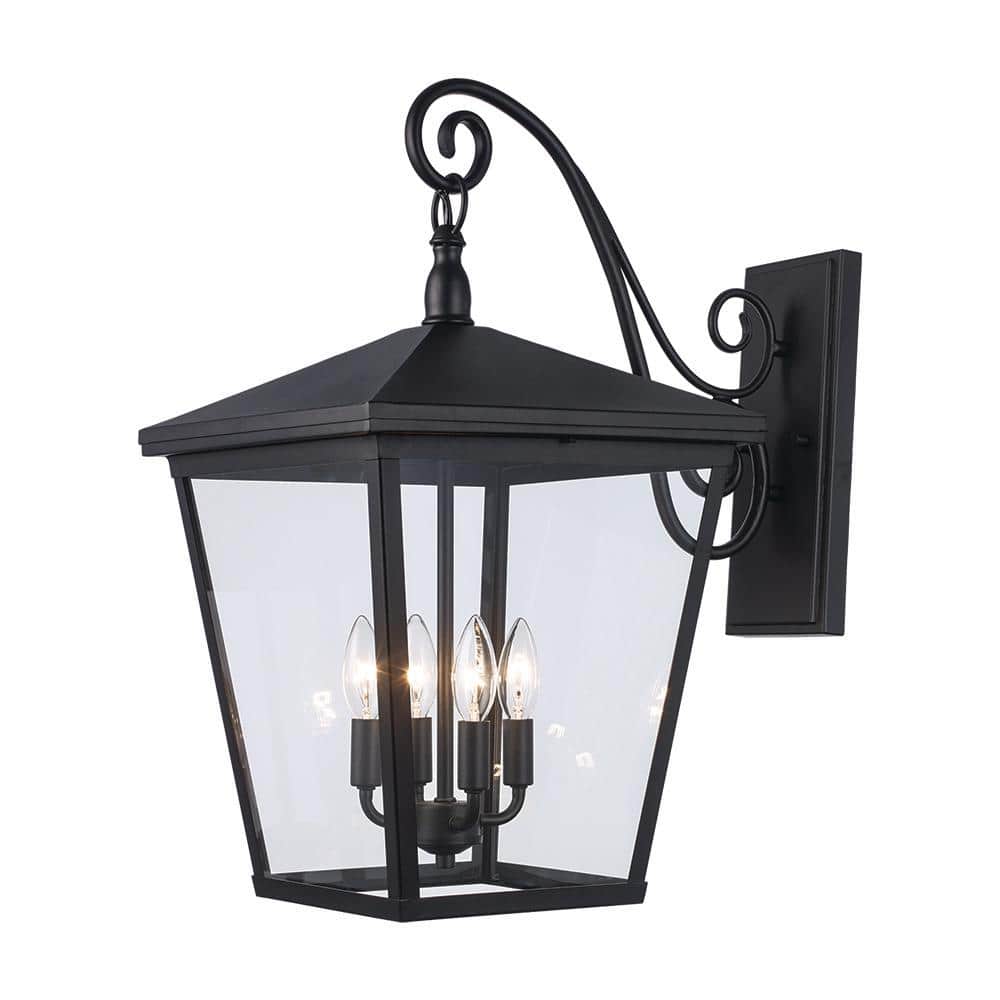 4-Light Black Extra Large Outdoor Wall Light Fixture with Clear Glass price history on PriceWatchPro
