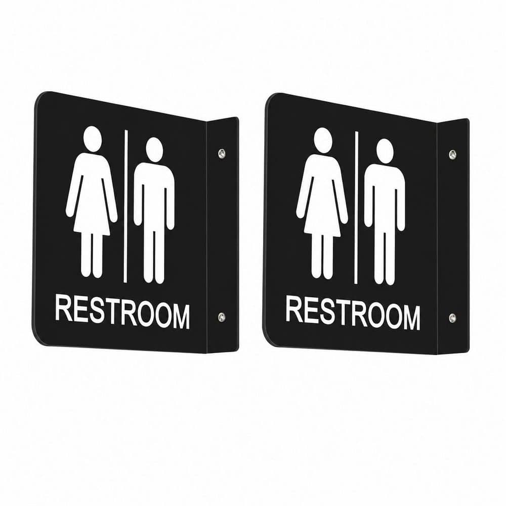 2 Pack Black Acrylic Wall Mount Restroom Sign Indoor Outdoor Waterproof Bathroom Toilet Door Decor for Office price history on PriceWatchPro