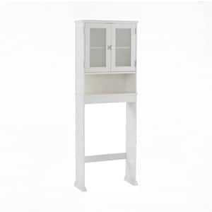 24.62 in W x 9.38 in D x 66 in H White Over the Toilet Storage Bathroom Wall Cabinet